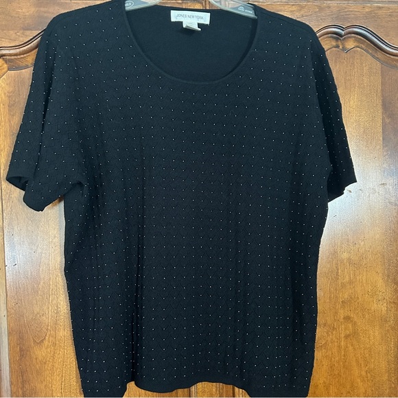 Jones New York Black Beaded Knit Sweater Vintage Pullover Plus size 3X - Picture 7 of 14